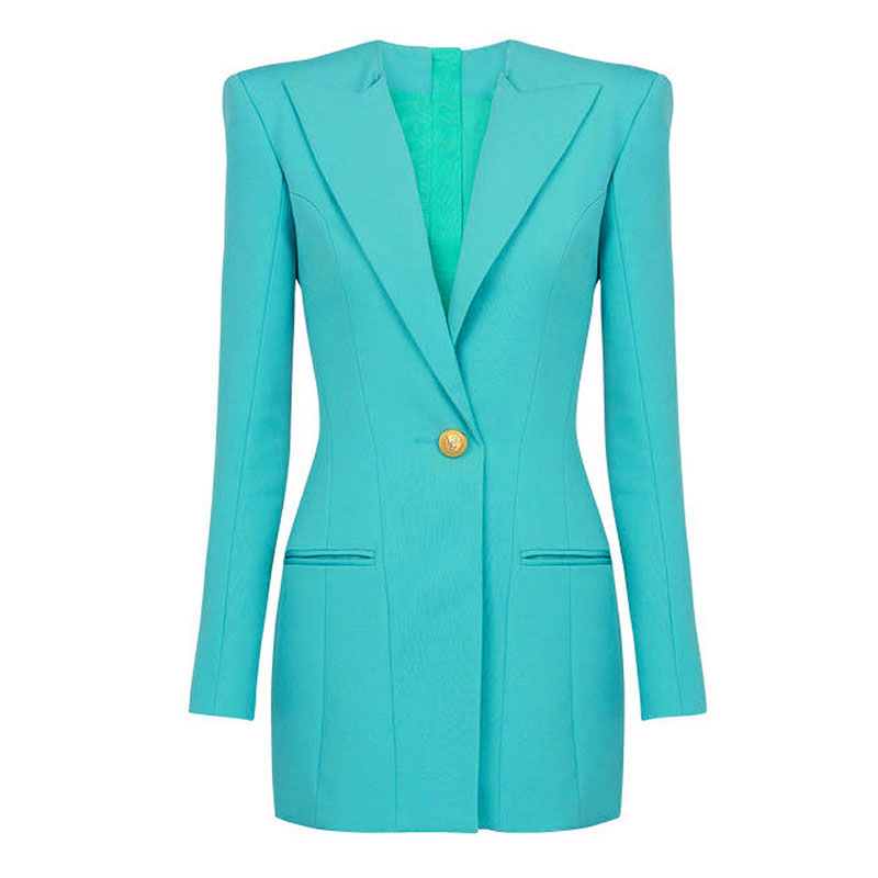 Classy Solid Peak Lapel Single Breasted Zip Back Tailored Mini Blazer Dress