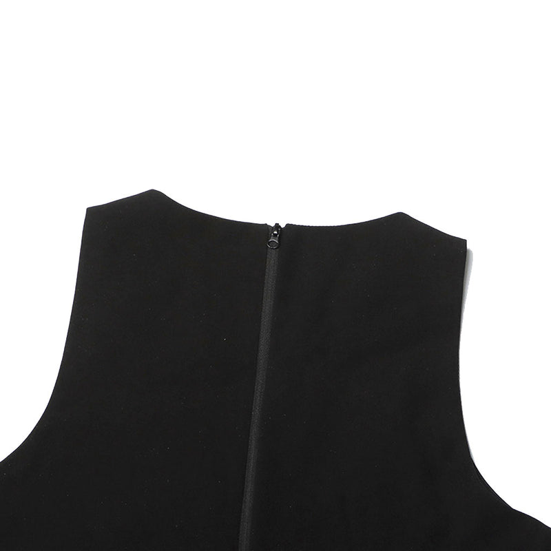 Asymmetric Cut Out Crystal Trim Sleeveless Round Neck Crop Tank Top