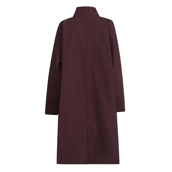 Casual High Neck Long Sleeve Single Breasted Oversized Trench Coat