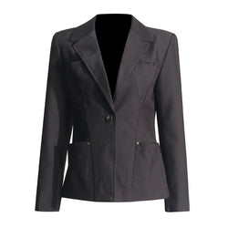 Chic Lapel Collar Long Sleeve Geometric Pocket Single Button Tailored Blazer