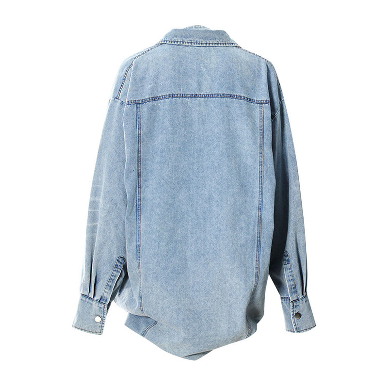 Deconstructed Layer Reversible Button Up Strap Backless Denim Vest Jacket