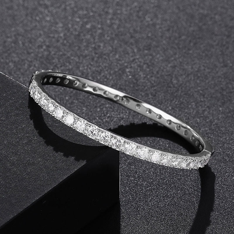 Easy To Match Sterling Silver 4MM Moissanite Eternity Bangle Bracelet