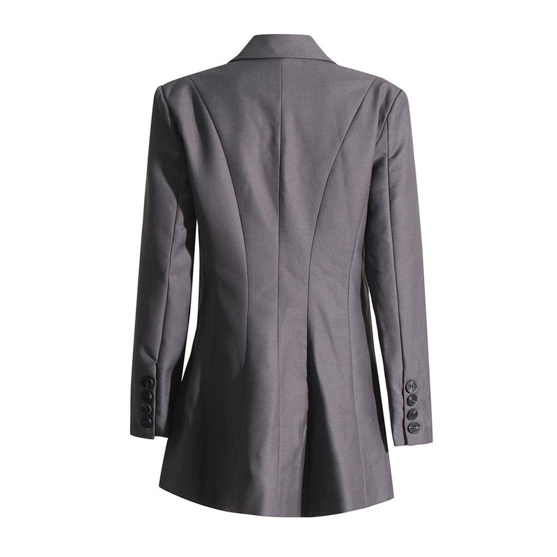 Edge Big Bow Detail Lapel Collar Shoulder Pad Long Sleeve Single Breasted Blazer