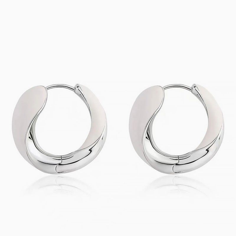 END TO END Luxury Metallic Enameled Two Tone Hinged Hoop Earrings