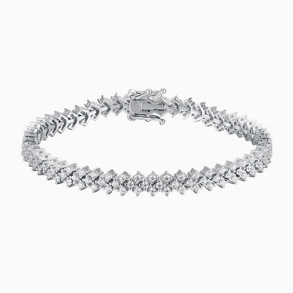 Iced Out Sterling Silver Triangle Cluster Moissanite Tennis Bracelet