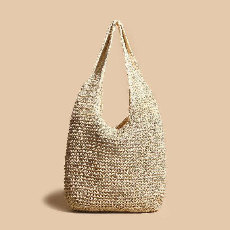 Laid Back Slouchy Textured Large Capacity Lined Crochet Raffia Straw Tote Bag