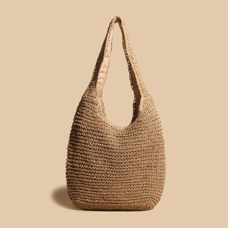 Laid Back Slouchy Textured Large Capacity Lined Crochet Raffia Straw Tote Bag