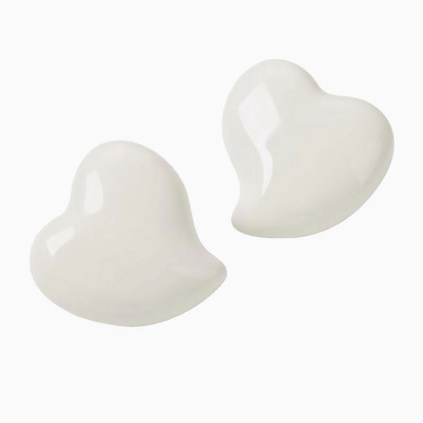 LOVE IS AROUND French Style Enamel Puffed Heart Stud Earrings