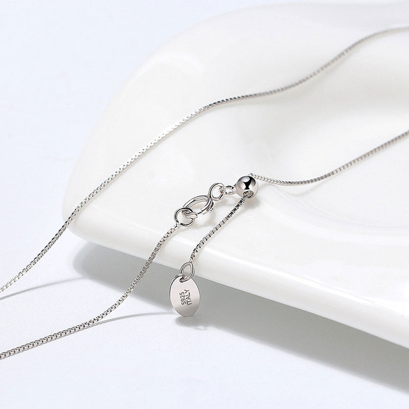 Minimalist Style Pure Sterling Silver 0.6MM Polished Box Chain Necklace