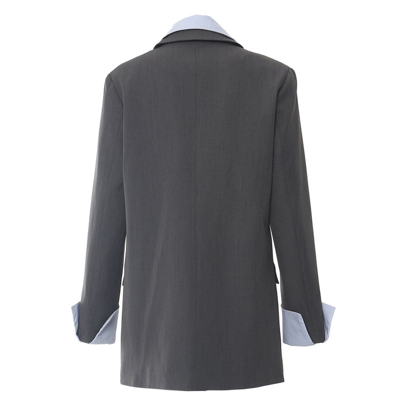 Office Deconstructed Contrast Hybrid Long Sleeve Pocketed Layered Collar Shirt