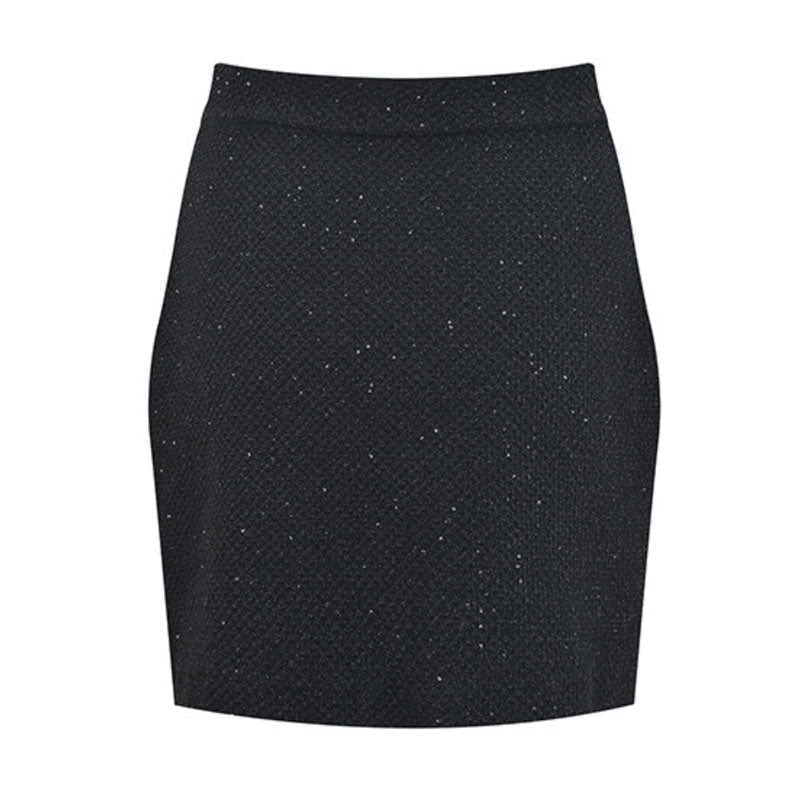 Opulent Crystal Trim High Waist Patch Pocket Bodycon Wool Knit Sequin Mini Skirt