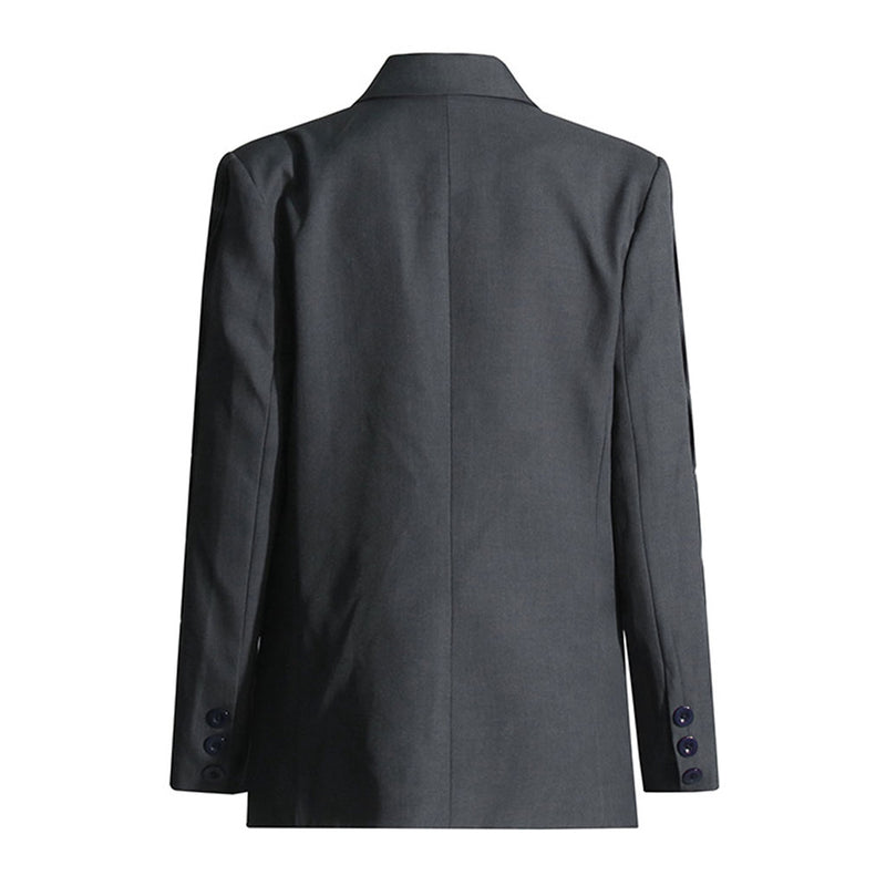 Preppy Lapel Collar Single Breasted Long Sleeve Oversized Pleated Blazer