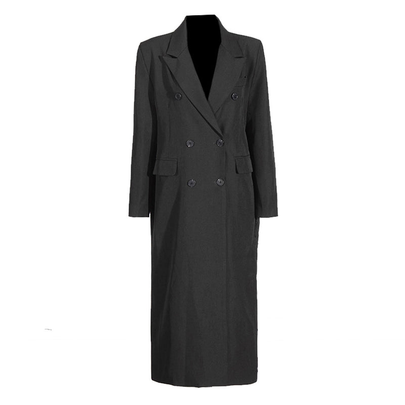 Preppy Peak Lapel Double Breasted Strong Shoulder Oversized Tailored Coat