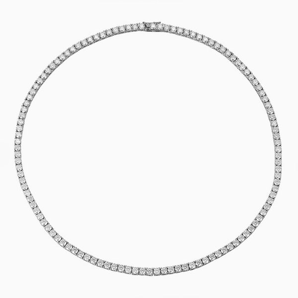 Rhodium Plated Sterling Silver 4MM Cubic Zirconia Tennis Chain Necklace