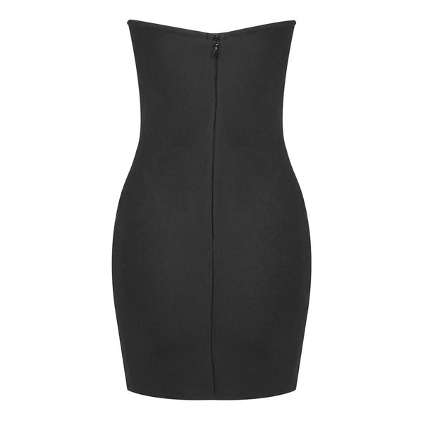 Sexy Strapless Deep V Cut Out Bustier Bodycon Bandage Mini Party Dress