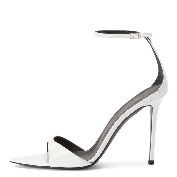 Sleek Open Pointed Toe Patent Leather Stiletto High Heel Ankle Sandals