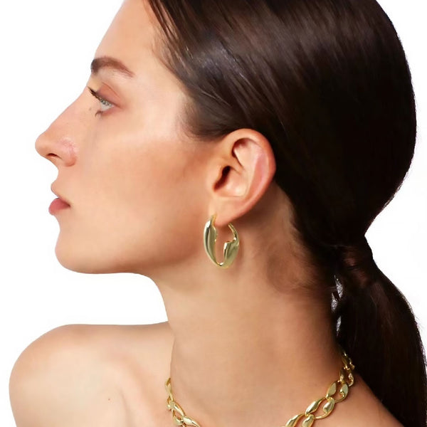 YOU STYLE IT Glossy 18K Gold Plated Geometric Hoop Earrings