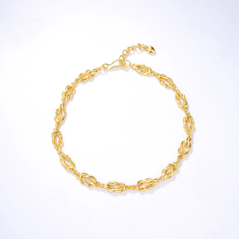 Unique Gold Tone Braided Chain Link Choker Necklace - Gold